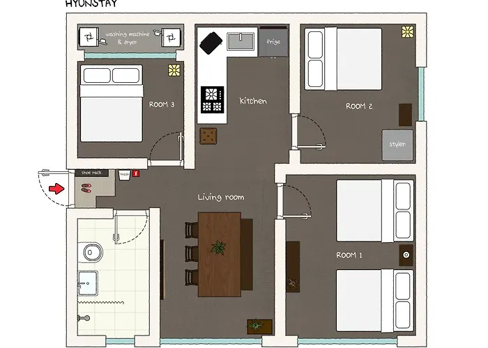 Apartment Hyun - 3r Sb5min, Free Parking, Luggage Storage *